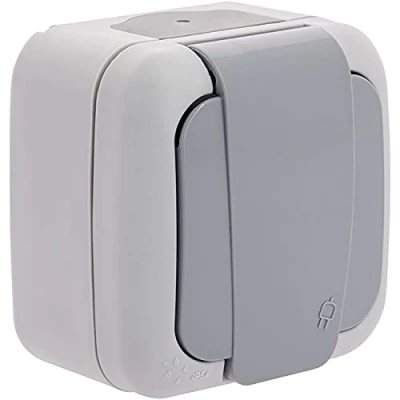 Image of Waterproof 2P+T socket grey