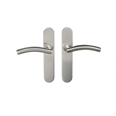Image of Bricard Kickstand 666474 Set Stainless Steel Handles on Plate Tempo Disco Toilet Door (Lock and Indicator), Classic Square 7 mm with Drag Spring (x2)