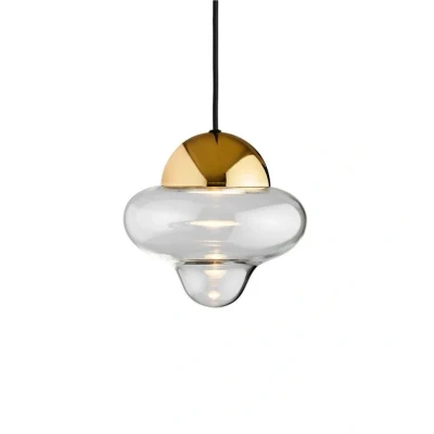 Image of DESIGN BY US LED pendant light Nutty, clear / gold coloured, Ø 18.5 cm, glass