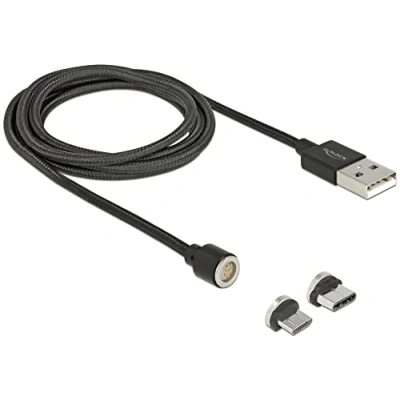 Image of DeLOCK 85723 Magnetic USB Data and Charging Cable Set for Micro USB/Type C Black 1 m