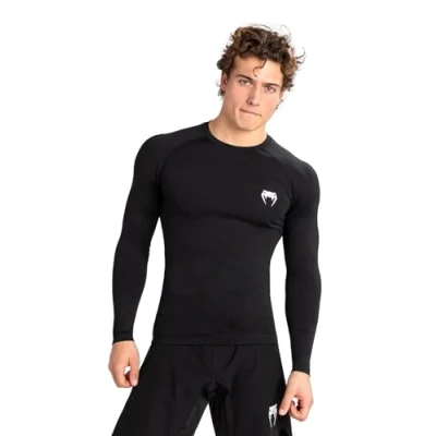 Image of Venum, Contender Long Sleeve Rashguard, Men&#039;s, M, Black/White