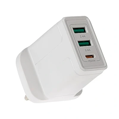 Image of Maplin 3 Port USB Wall Charger 2x A &amp; 1x C 32W PD QC 3.0 High Speed, for iPhone 15/14/13/12/11/SE/X/XS/XS MAX/XR/8, Samsung Galaxy, Pixel, Xiaomi, One Plus, Huawei and more