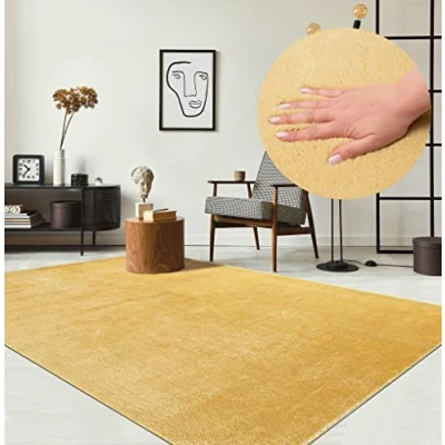 Image of the carpet Relax Rug, Modern, Fluffy, Short Pile, Non Slip Underside, Washable up to 30C, Super Soft, Fur Look, Gold, 120 x 160 cm