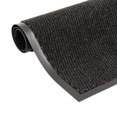 Image of vidaXL Dust Control Mat Water and Damp Proof, Rectangular Tufted Fabric Mat, Non Slip Easy Clean, Indoor Surface Protection Size: 120x180 cm, Deep Black