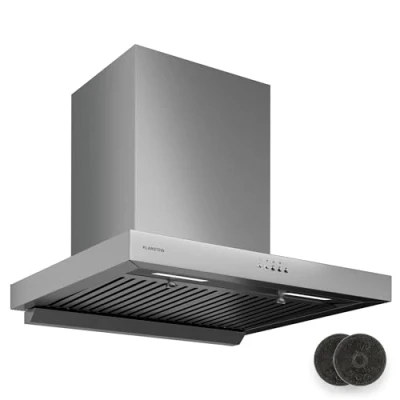 Image of Klarstein AeroClean Cooker Hood 60cm Wall Mounted Extractor, 721 m3/h Boost, A++ Energy, LED Lighting 3800 4200 K, Quiet 52 dB, Stainless Steel, Push Button Control