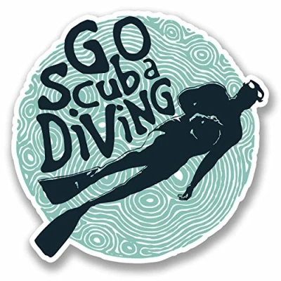 Image of 2 x 10cm Go Scuba Diving Vinyl Decal Sticker Car Laptop Box Dive Diver Fun #9731 (10cm Wide High)