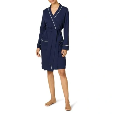 Image of Amazon Essentials Women&#039;s Lightweight Waffle Mid Length Robe (Available in Plus Size), Navy, M