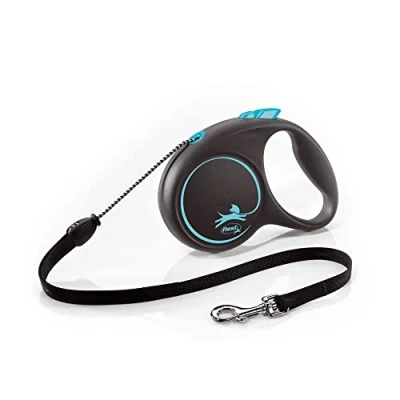 Image of Flexi Black Design Cord Blue Medium 5m Retractable Dog Leash/Lead for dogs up to 20kgs/44lbs
