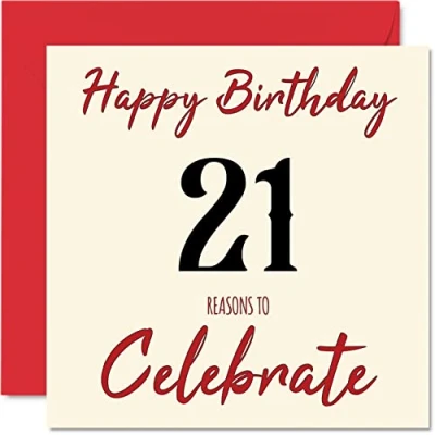 Image of Fun 21st Birthday Cards for Men Woman Reasons To Happy Card Son Daughter Brother Sister Grandson Granddaughter Niece Nephew Uncle, 145mm x Greeting Cards,