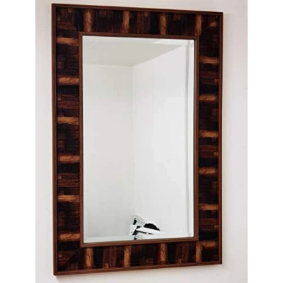 Image of DEENZ Large Antique Wall Mirror Living Room Hall 90X60cm Brown Bricks Style Frame