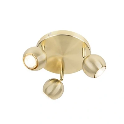 Image of Qazqa Retro Round Spotlight Brass with Ceiling Plate 3 Lights Gissi Modern Suitable for LED GU10 Way Light Steel Surface Mounted spotway Living Room I Kitchen B