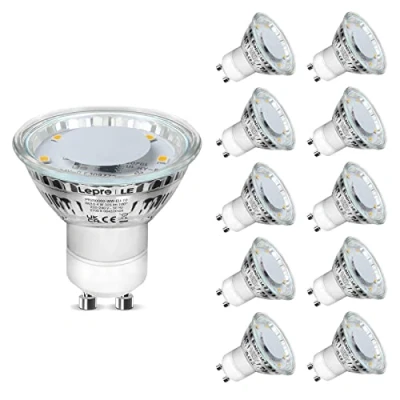 Image of Lepro GU10 LED Bulbs, Warm White 2700K, 4W 325lm, 50W Halogen Spotlight Equivalent, Energy Saving Light 100 Wide Beam, Non dimmable, Pack of 10
