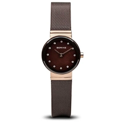 Image of BERING Women Analog Quartz Classic Collection Watch with stainless steel Strap and Sapphire Crystal 10122 265, Brown/Rose Gold, 22 mm