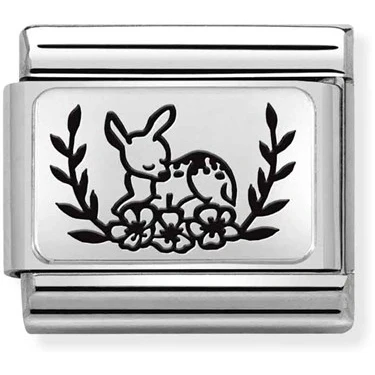 Image of Nomination Classic Silver Fallow Deer Flowers &amp; Nature Charms