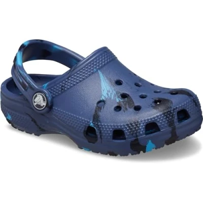 Image of Crocs Unisex Kids Classic Clog T Clogs, Marbled Navy Multi, 6 UK Child