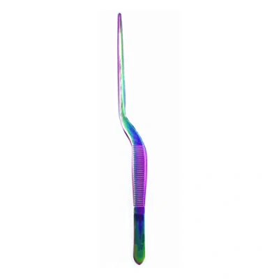 Image of Chef Plating Tweezers Tongs Serving Presentation Stainless Steel Offset Chef,Food (Multi Color, 20cm)
