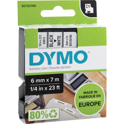 Image of Dymo D1 Tape for Labelmakers 6mmx7m Black on White 43613 S0720780