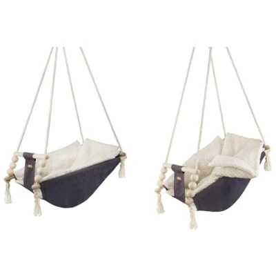 Image of Baby Hammock, Rocker Swing, Hammock with Quilt (Colour: Grey, Cream Diamonds)