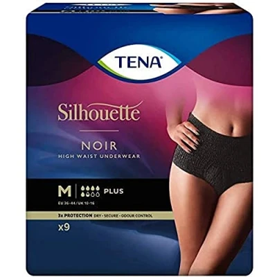 Image of Tena Silhouette Plus Medium Black High Waist 2 Packs of 9