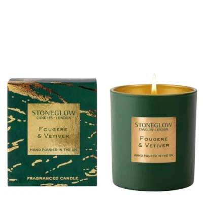 Image of Stoneglow Luna Collection Fougere &amp; Vetiver 220 Grams Scented Candle (Green Gold)