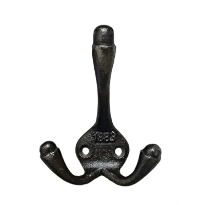 Image of 1883 Triple Hook Hanger Coat Lacquered Cast Iron Antique Traditional