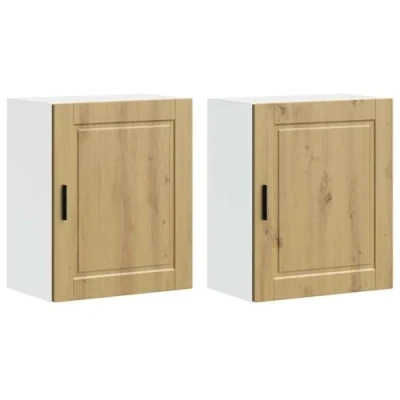 Image of vidaXL Kitchen Wall Cabinets Set Porto Artisan Oak 50x31x60 cm Engineered Wood Modern Design