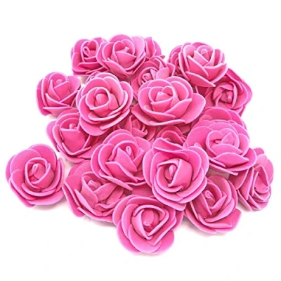 Image of Pink 30mm Foam Rose Flowers Decorative Craft (50)