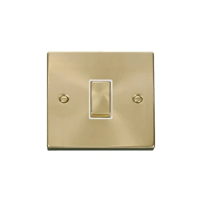 Image of Click Deco 1 Gang 10AX Intermediate Ingot Switch Satin Brass White Inserts