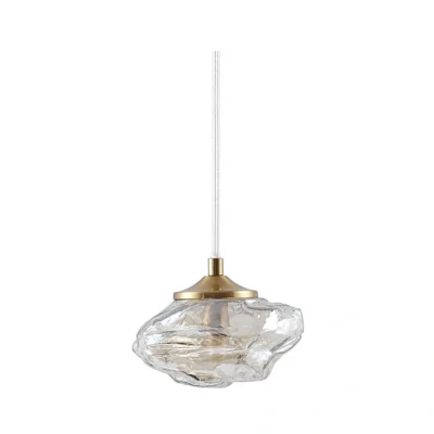 Image of Lindby pendant light Piatra, amber/brass, glass, Ø 16 cm, G9