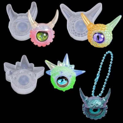 Image of FineInno 3pcs Resin Casting Mold Devil Eye Silicone Crystal Epoxy Making Jewelry Pendant Mould Craft DIY Necklace Set…