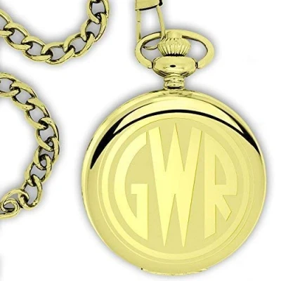 Image of Family Crests GWRGreat Western Railway Engraved Full Hunter Pocket Watch (Gilded Gold)