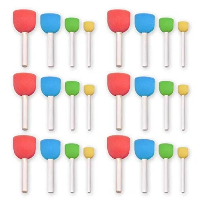 Image of 24pcs Round Paint Foam Sponge Brush Set Colorful Mini DIY Painting Seals with Wooden Handle Drawing Doodle Tools for Kids Arts and Crafts