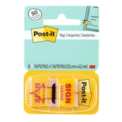 Image of Post it 25mm x 43.2mm Index Sign Here Flags (50 Sheets),680 9