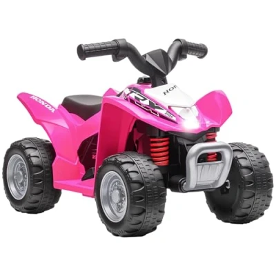 Image of AIYAPLAY Honda Licensed Kids Electric Quad Bike, 6V Ride On Car ATV Toy, with LED Light, Horn, for 1.5 3 Years, Pink