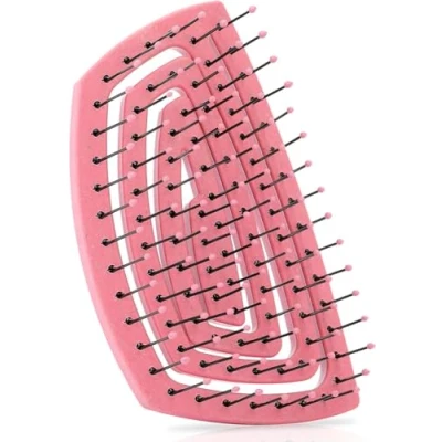 Image of Ninabella Organic Mini Detangle Hair Brush for Women, Men &amp; Children Does not Pull the Straightening Brushes Curly, Straight Wet Unique Spiral Hairbrush Green