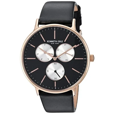 Image of Kenneth Cole New York Men&#039;s Analog Quartz Watch with Leather Strap KC14946006
