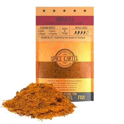 Image of Spice Cartel&#039;s Sriracha Blend.All the Flavour Of Sauce in Bottle Form.100g Resealable Pack Seasons 3kg+ Protein. Premium UK Hand Blended.