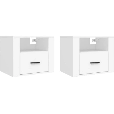 Image of vidaXL Wall mounted Bedside Cabinets 2 pcs White 50x36x40 cm