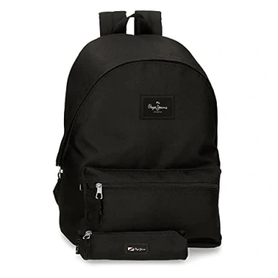 Image of Pepe Jeans Aris Laptop Backpack 15,6&quot; + School Pencil Case Black 31x44x17,5 cms Polyester 0 23.87L