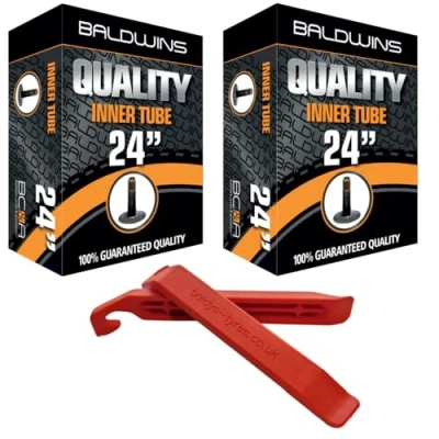 Image of PAIR 24&quot; Baldwins Cycle/Bike/Wheelchair Inner Tubes x 1 3/8&quot; Schrader/Car/Auto Type Valves AV9