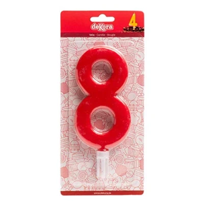 Image of Dekora Red Large Number Candles for Birthday 8 15 cm