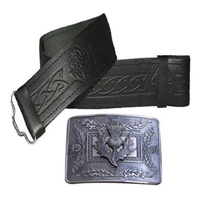 Image of Leather Kilt Belt and Buckle Many Sizes Designs to choose from
