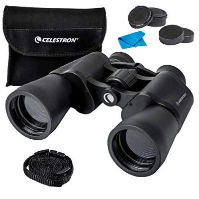Image of Celestron 72360 LandScout 10x50mm Water Resistant Porro Prism Binoculars with Rubber Grip Surface, Coated Lens, K9 Optical Glass, Neck Strap and Soft Carry Case, Black