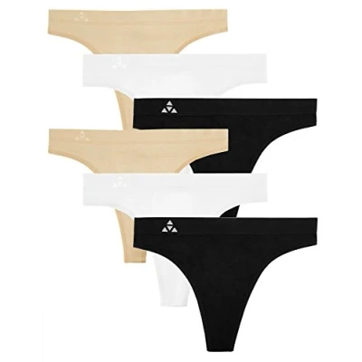 Image of Balanced Tech Women&#039;s Seamless Thong Panties 6 Pack Black/White/Nude Medium