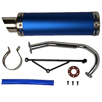Image of RedCap High Performance Exhaust System Muffler for GY6 50cc Scooter Moped TaoTao Jonway Kymco 139QMB (Blue)