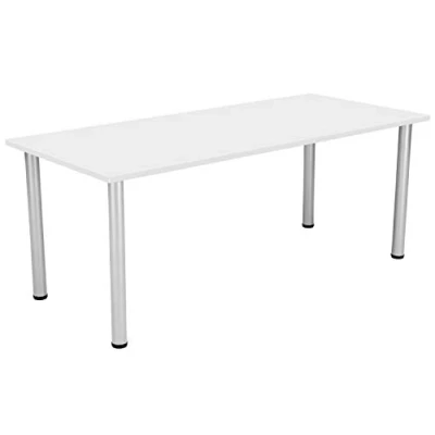 Image of Office Hippo Desk Table, Sturdy &amp; Robust Computer Stylish Work Table For Home Office, Ideal Canteen or Meeting Room, High Desk, 5 Year Guarantee White