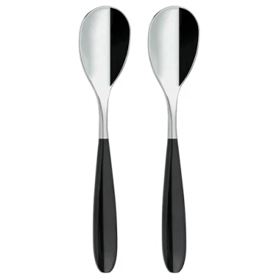 Image of Grunwerg Yin &amp; Yang Teaspoons 2TES650BK, 18/10 Stainless Steel, Set of 2, Black