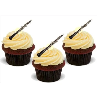 Image of Oboe 12 Edible Stand Up Premium Wafer Card Cake Toppers Decorations