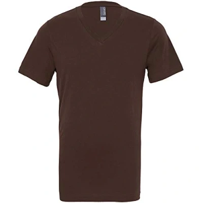 Image of Canvas Mens Jersey Short Sleeve V Neck T Shirt (L) (Brown)