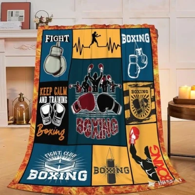 Image of Boxing Blanket Super Soft Warm Sports Throw Gift for Men Women Boys Cozy Fluffy Plush Lightweight Flannel Gifts Fleece Blankets Kids Adults 50&quot;X40&quot;